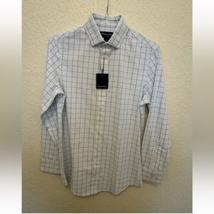 MIZZEN + MAIN Leeward Small Trim Fit White Modern Tattersail Button Up Shirt